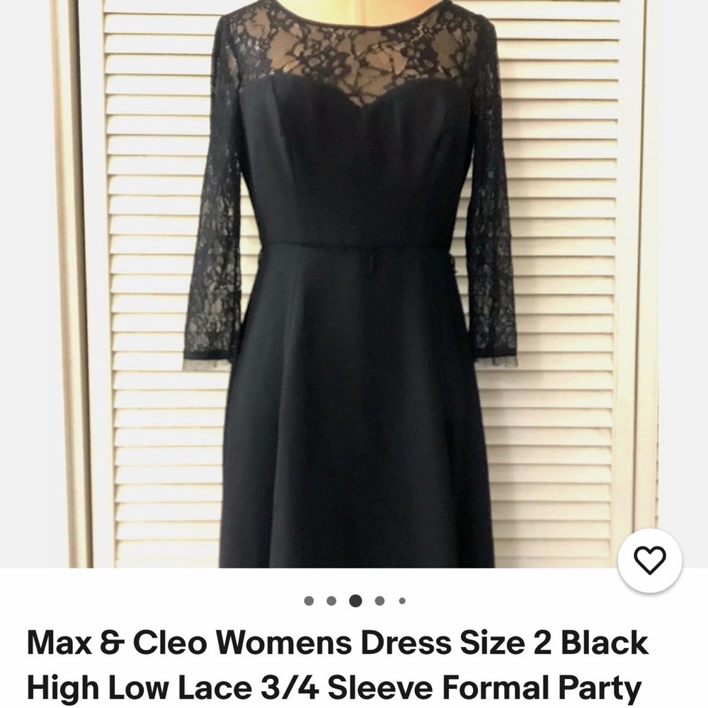Max & Cleo Black Lace High-Low Cocktail Dress - Picture 3 of 4